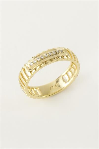 Xuping Karışık Lüks Zirkon Taşlı Çelik Yüzük 1 Adet