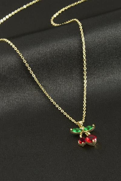 Xuping Kiraz Zirkon Taşlı Lüks Çelik Kolye