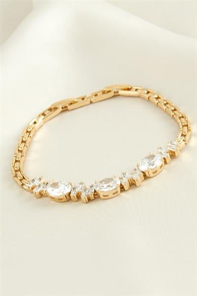 Xuping Oval Zirkon Taşlı Lüks Çelik Bileklik