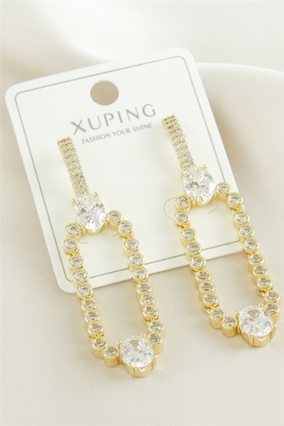 Xuping Oval Zirkon Taşlı Lüks Çelik Küpe