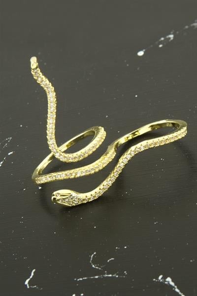 Xuping Yılan Zirkon Taşlı İki Parmak Çelik Yüzük