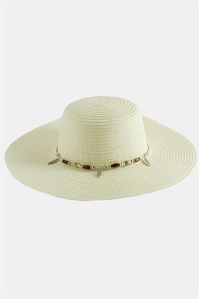 Yaprak Boncuklu Hasır Şapka