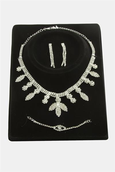 Yaprak Taşlı Lüks Set Kolye