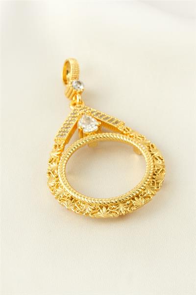 Yarım Altın Koyulabilir Taşlı Kolye Ucu