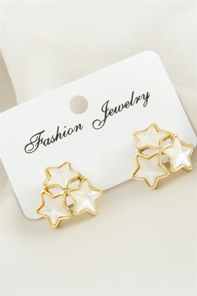 Yıldız Sedef Taşlı Metal Küpe