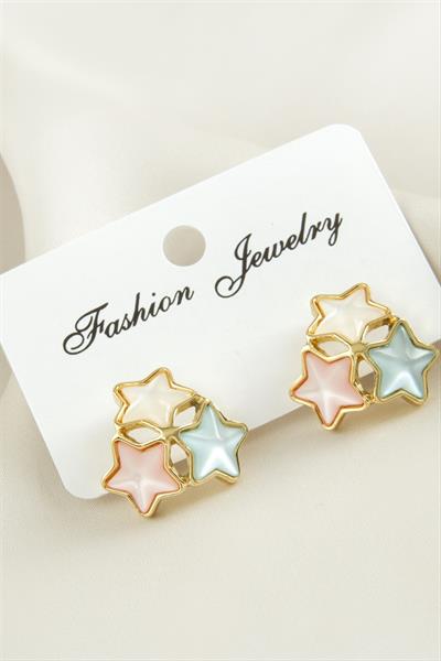 Yıldız Sedef Taşlı Metal Küpe