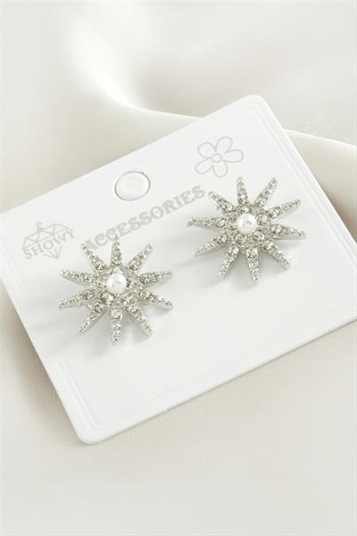 Yıldız İnci Taşlı Metal Küpe