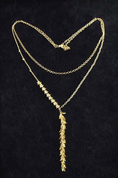 Yıldız Pullu Zirkon Taşlı Lüks İkili Çelik Kolye