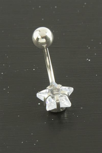 Yıldız Zirkon Taşlı Çelik Piercing 1 Adet