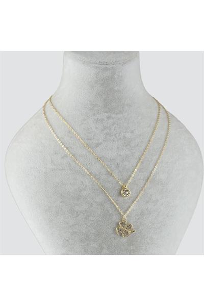Yonca Figürlü İkili Kolye