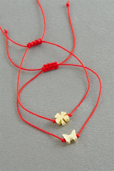 Yonca Kelebek İp Bileklik 2 Adet