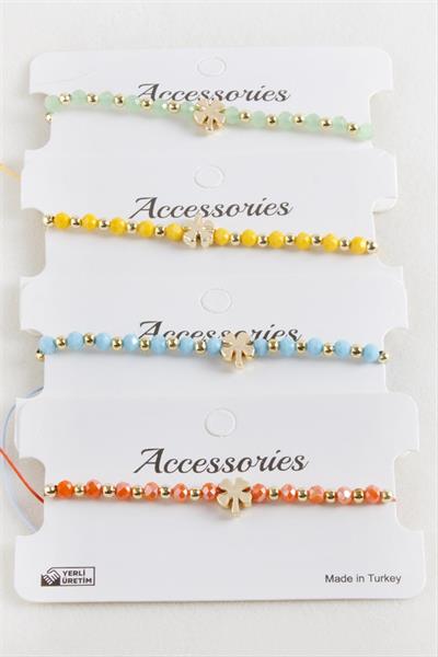 Yonca Kristal Makrome İp Bileklik