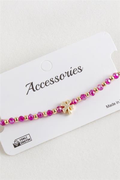 Yonca Kristal Makrome İp Bileklik