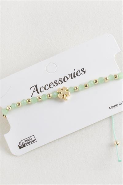 Yonca Kristal Makrome İp Bileklik