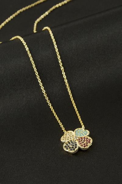 Yonca Zirkon Taşlı Kolye