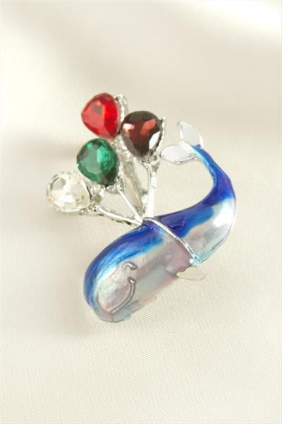 Yunus Mineli Taşlı Broş