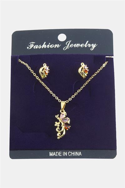 Yusufçuk Zirkon Taşlı Set Kolye