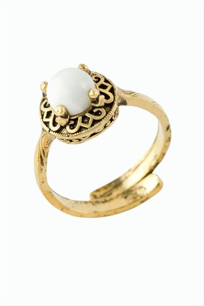 Yuvarlak Doğaltaşlı Otantik Yüzük