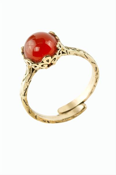 Yuvarlak Doğaltaşlı Otantik Yüzük