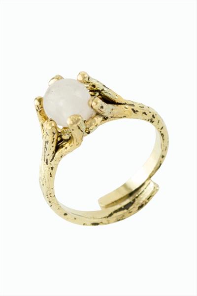 Yuvarlak Doğaltaşlı Otantik Yüzük