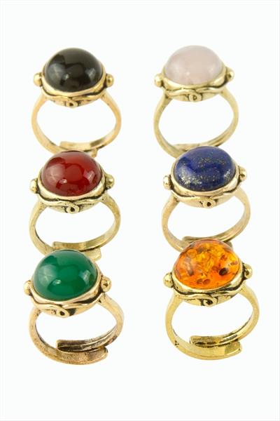 Yuvarlak Doğaltaşlı Otantik Yüzük