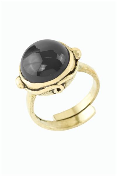 Yuvarlak Doğaltaşlı Otantik Yüzük