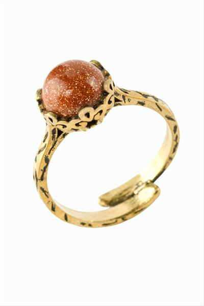 Yuvarlak Doğaltaşlı Otantik Yüzük