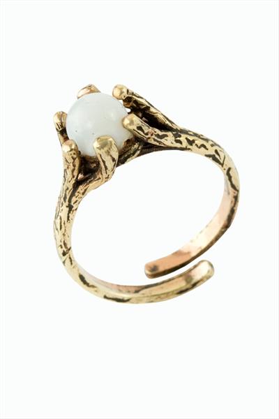 Yuvarlak Doğaltaşlı Otantik Yüzük