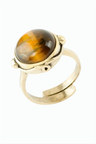 Yuvarlak Doğaltaşlı Otantik Yüzük