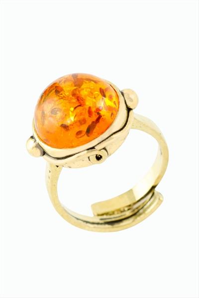 Yuvarlak Doğaltaşlı Otantik Yüzük