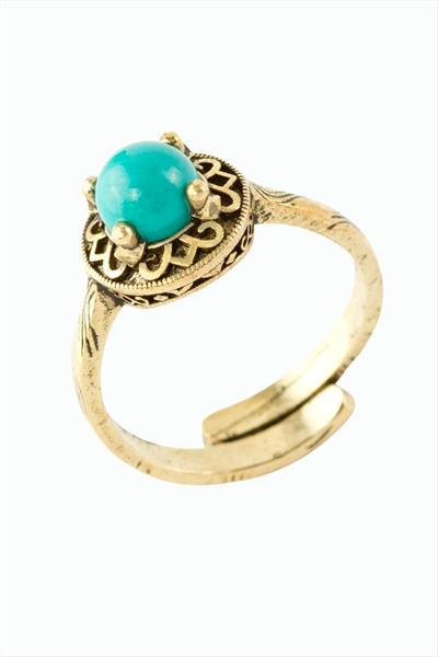 Yuvarlak Doğaltaşlı Otantik Yüzük