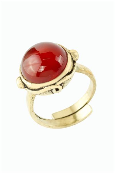 Yuvarlak Doğaltaşlı Otantik Yüzük