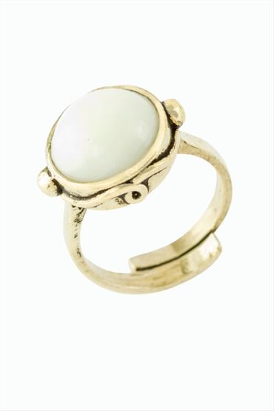 Yuvarlak Doğaltaşlı Otantik Yüzük