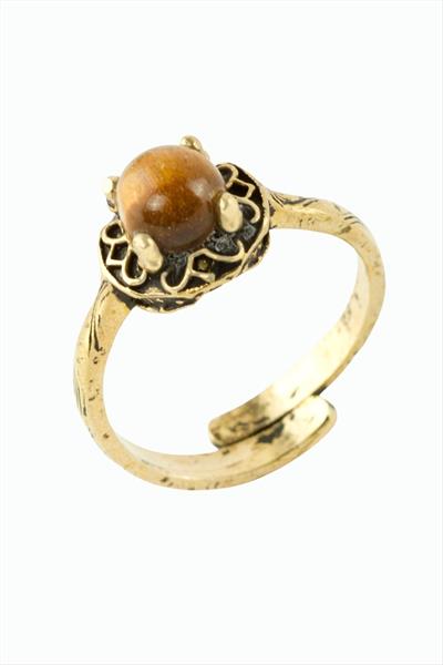 Yuvarlak Doğaltaşlı Otantik Yüzük