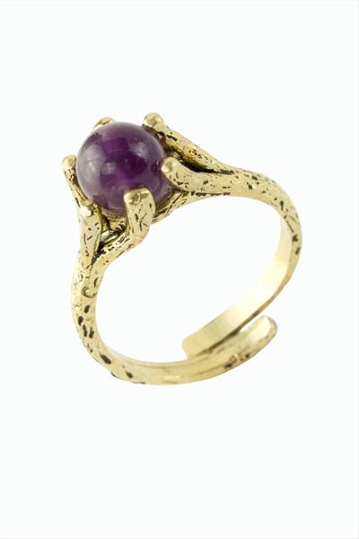 Yuvarlak Doğaltaşlı Otantik Yüzük