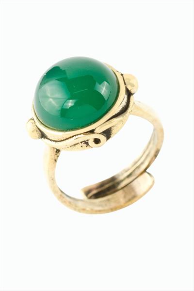 Yuvarlak Doğaltaşlı Otantik Yüzük