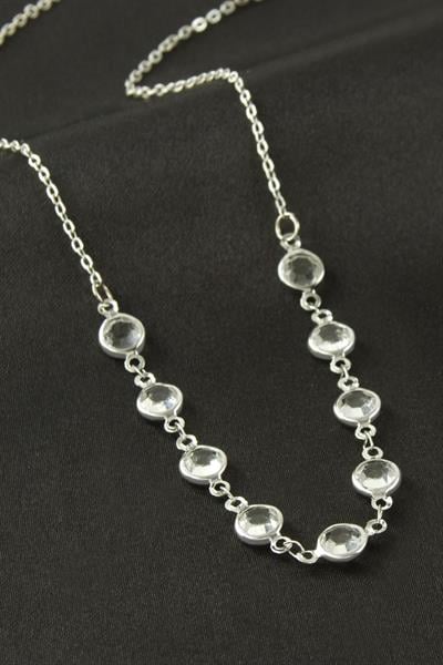 Yuvarlak Kristal Taşlı Kolye