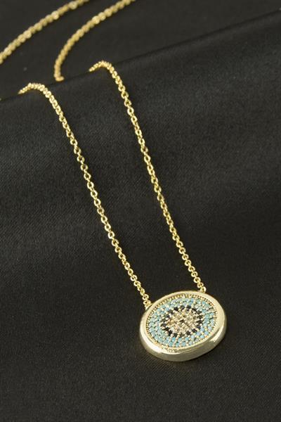 Yuvarlak Nazar Zirkon Taşlı Kolye