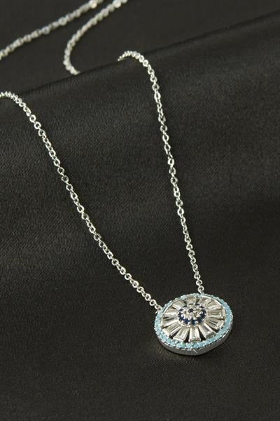 Yuvarlak Nazar Zirkon Taşlı Kolye