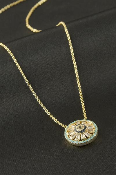 Yuvarlak Nazar Zirkon Taşlı Kolye