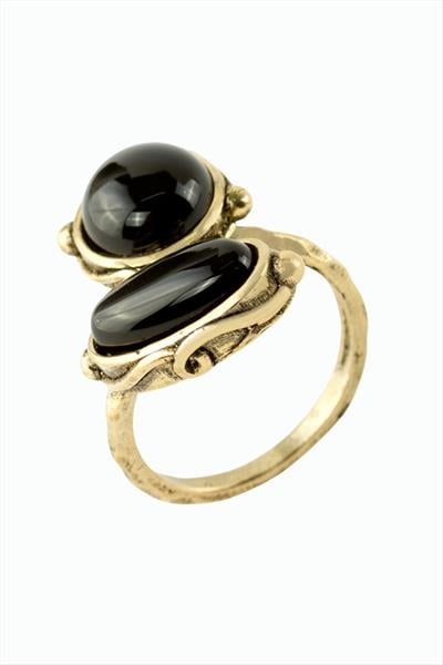 Yuvarlak Oval Doğaltaşlı Otantik Yüzük