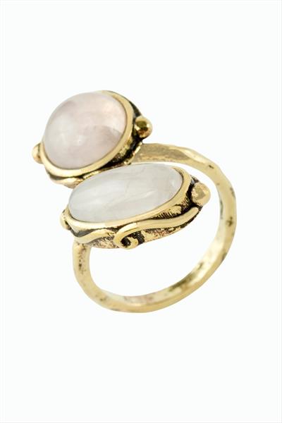 Yuvarlak Oval Doğaltaşlı Otantik Yüzük