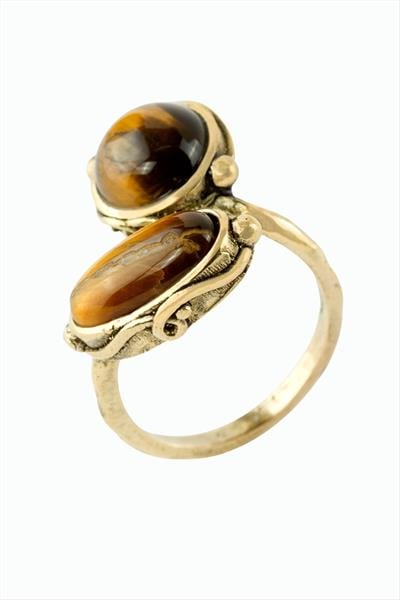 Yuvarlak Oval Doğaltaşlı Otantik Yüzük