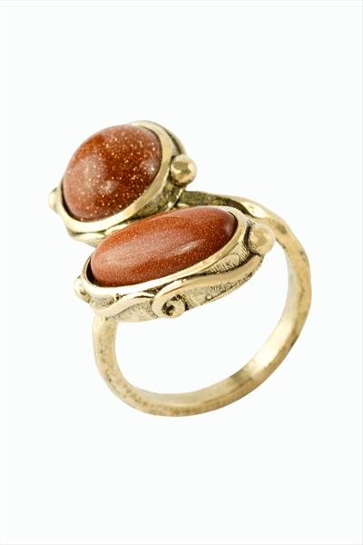 Yuvarlak Oval Doğaltaşlı Otantik Yüzük