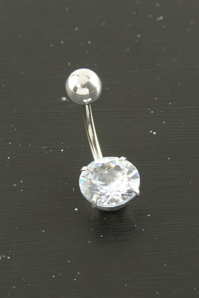 Yuvarlak Zirkon Taşlı Çelik Piercing 1 Adet