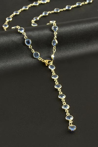 Yuvarlak Zirkon Taşlı Çelik Y Kolye