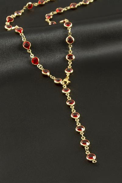 Yuvarlak Zirkon Taşlı Çelik Y Kolye