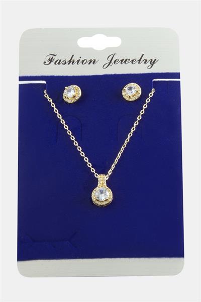 Yuvarlak Zirkon Taşlı Set Kolye