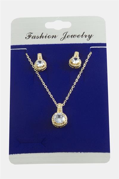 Yuvarlak Zirkon Taşlı Set Kolye