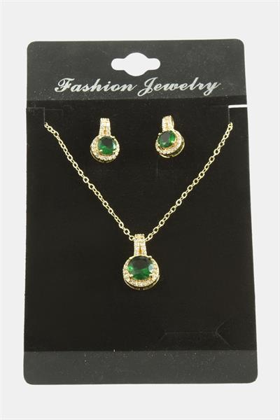 Yuvarlak Zirkon Taşlı Set Kolye